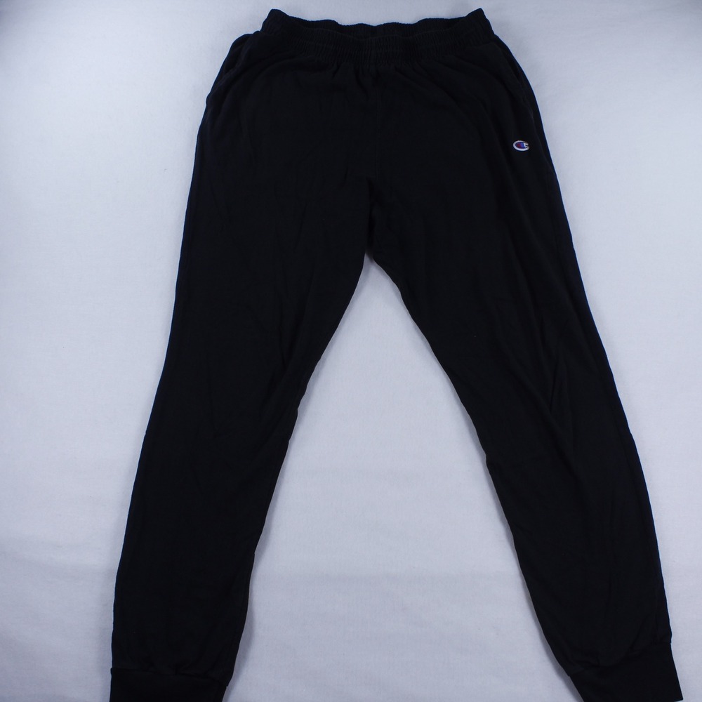 Champion Men's Black Jersey Cotton Joggers Sweatpants C Logo Size L